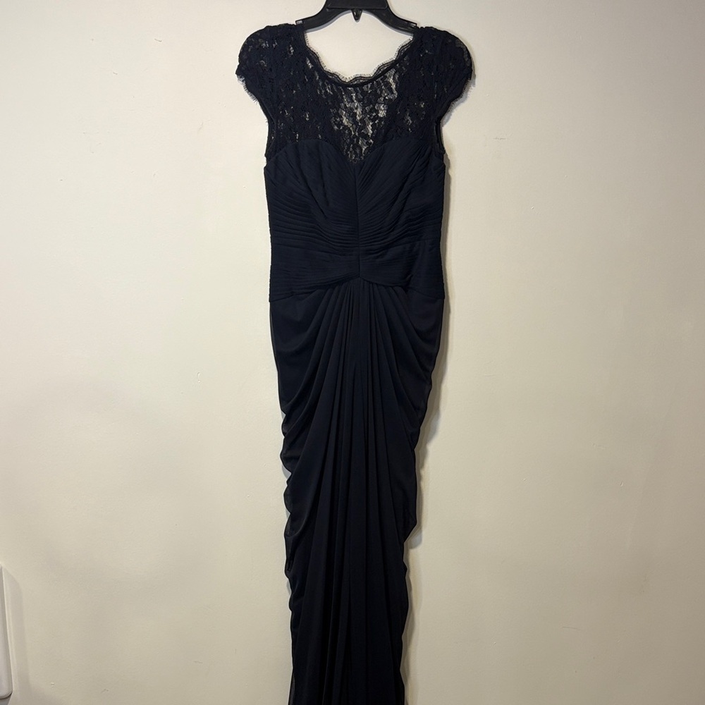 Adrianna Papell Navy Lace Maxi Dress